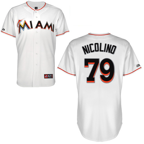 Justin Nicolino #79 Youth Baseball Jersey-Miami Marlins Authentic Home White Cool Base MLB Jersey